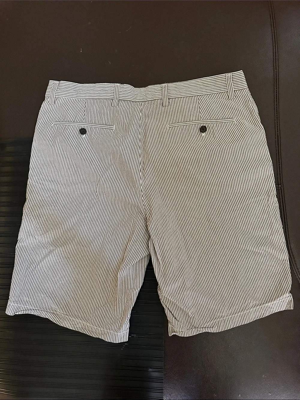 Banana Republic Gray & White Pinstriped Flat-Front Shorts